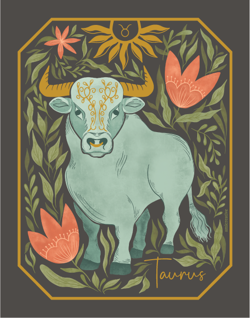 Taurus Zodiac Gold Metallic Vinyl Sticker