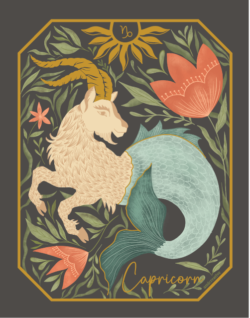 Capricorn Zodiac Gold Metallic Vinyl Sticker