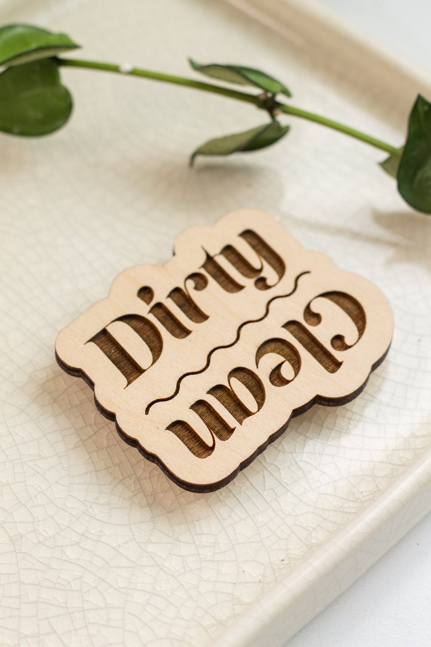 Dirty/Clean Wooden Dishwasher Magnet